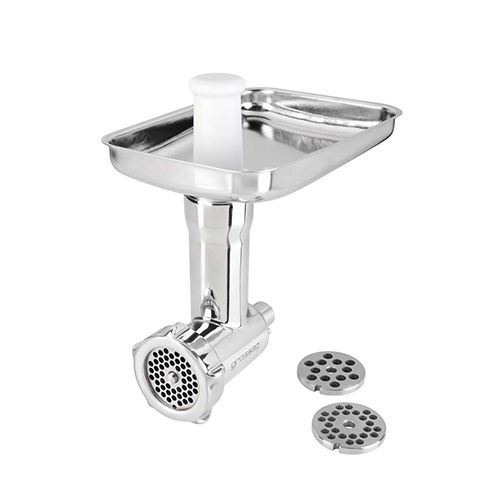 Hachoir à Viande en Acier Inoxydable Compatible KitchenAid - Accessoire Robot Pâtissier avec 3 Grilles et Lame 4 Couteaux - 1,68 kg